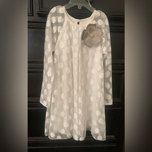 Pippa & Julie White Polka Dot Dress with Floral Detail